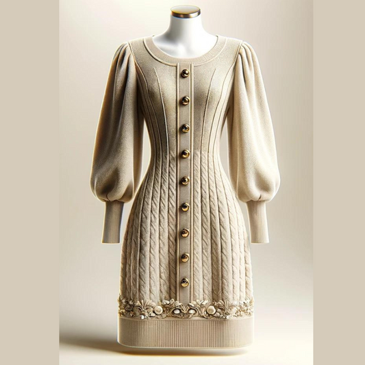 VALERIE - Langes luxuriöses Baumwoll-Kleid mit feinen Details für Frauen