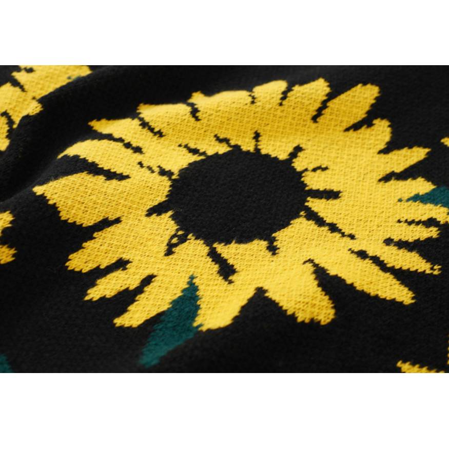 Bonnie - Strickpullover mit Sonnenblumenmuster und Stickerei